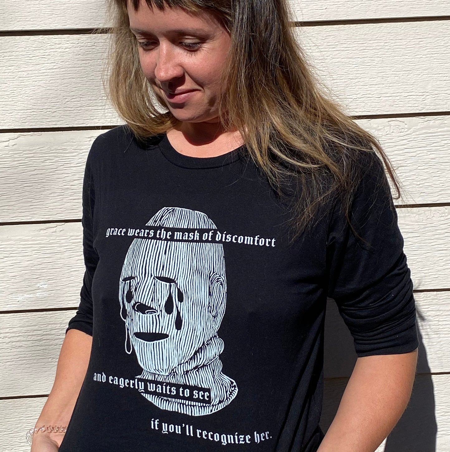 GRACE TSHIRT - unisex long sleeve graphic philosophical / dark academia / nu goth / spiritual sayings t shirt