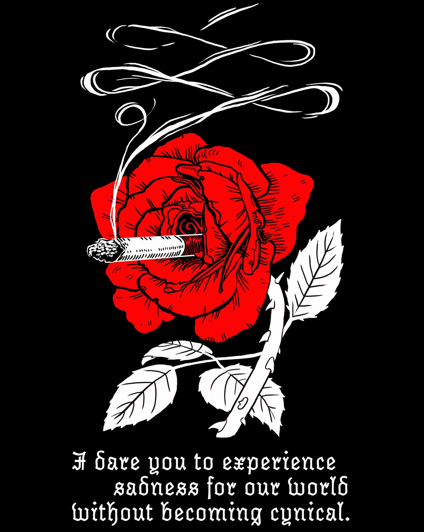 I DARE YOU tshirt - graphic rose cigarette / goth aesthetic / spiritual sayings / unisex short sleeve t shirt