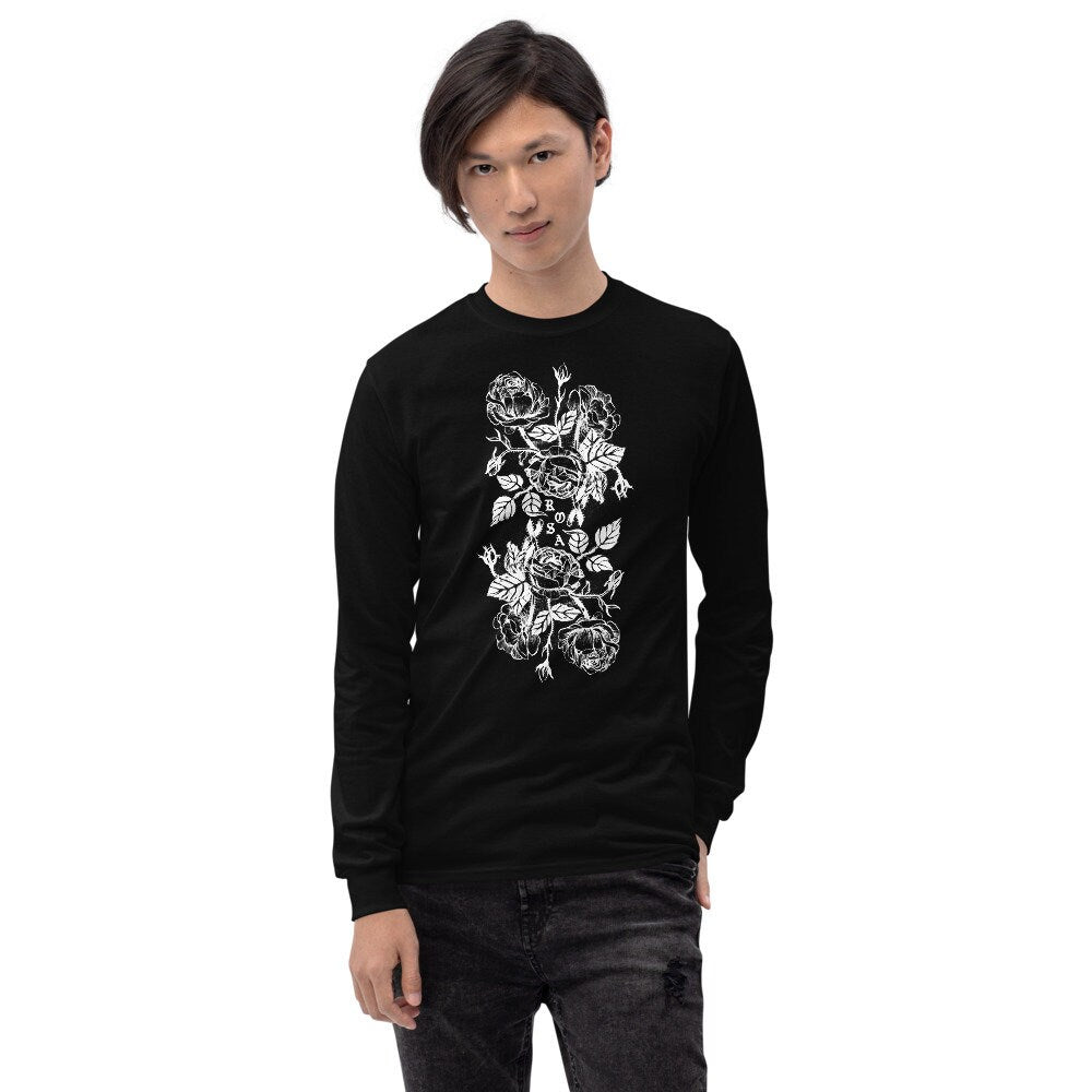 WILD ROSE TSHIRT - botanical illustration / woodland goth / mori kei / floral aesthetic unisex long sleeve graphic t shirt