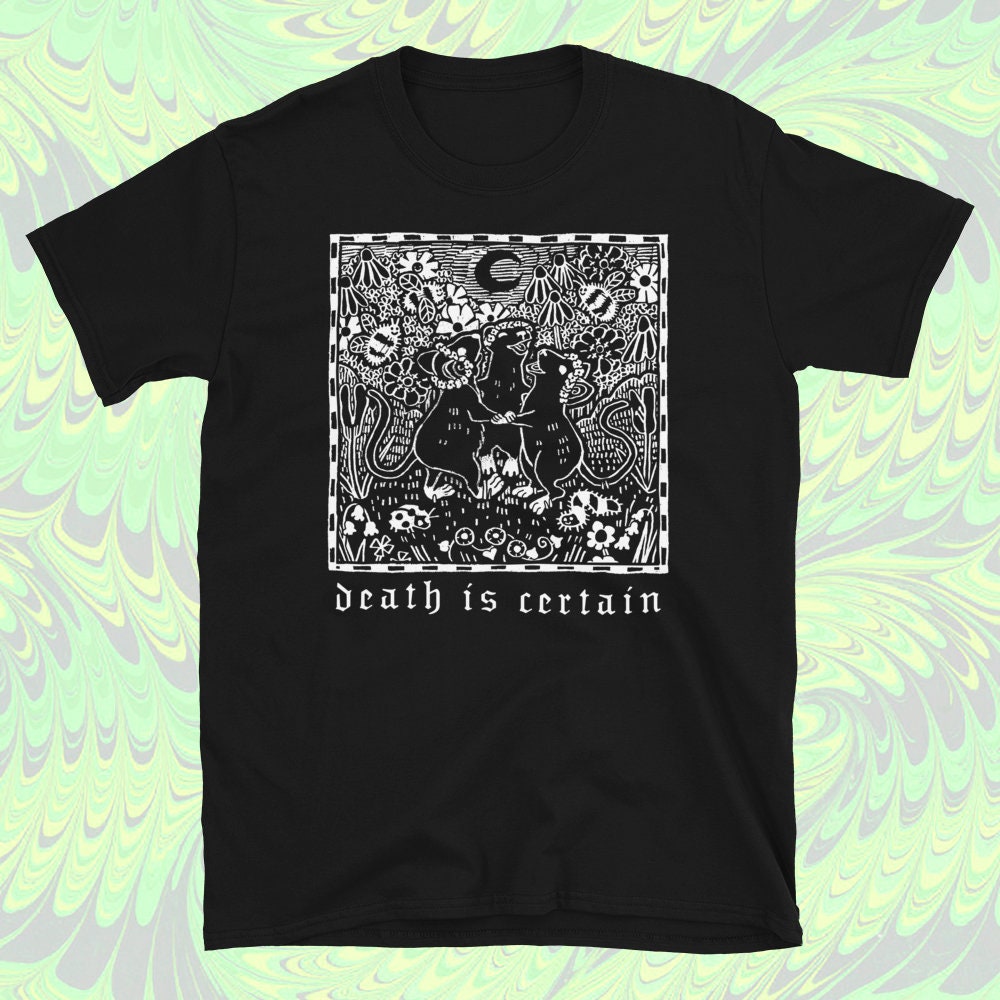 DEATH IS CERTAIN tshirt - unisex short sleeve graphic mice / floral / spooky / pastel goth / cottagecore t shirt