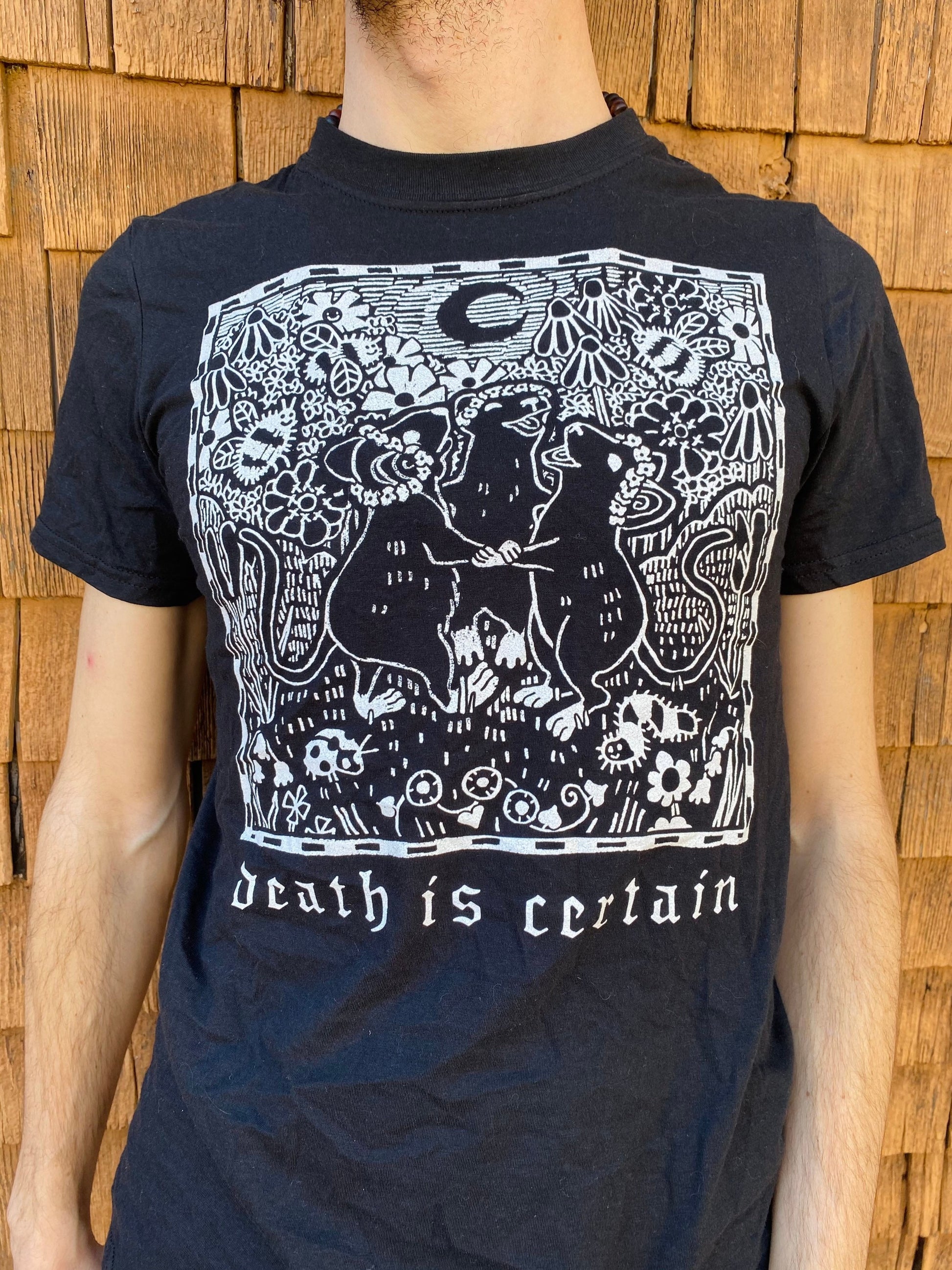 DEATH IS CERTAIN tshirt - unisex short sleeve graphic mice / floral / spooky / pastel goth / cottagecore t shirt