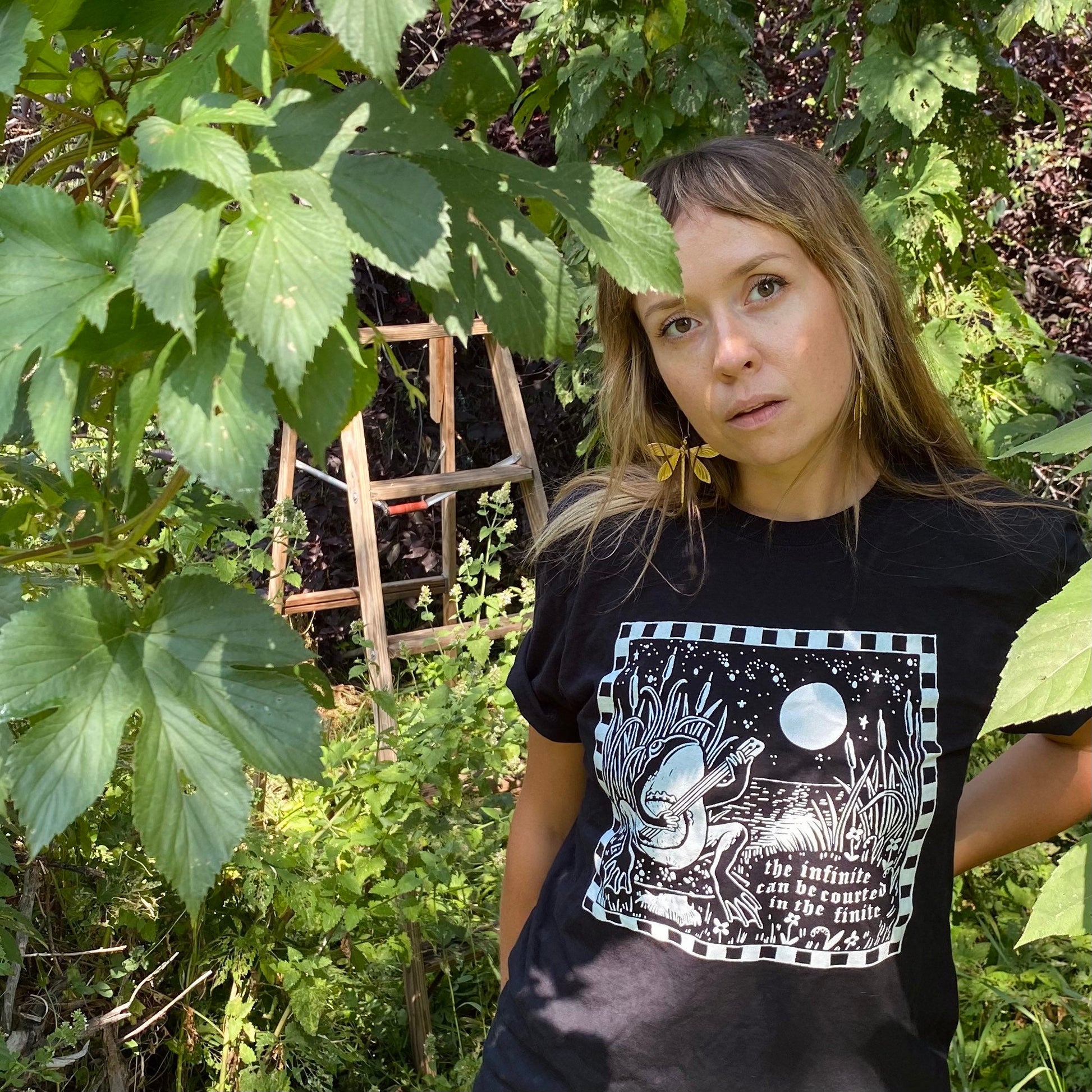 INFINITE / FINITE tshirt - frog aesthetic / banjo mushroom moon / cottagecore / spiritual sayings / unisex short sleeve graphic t shirt