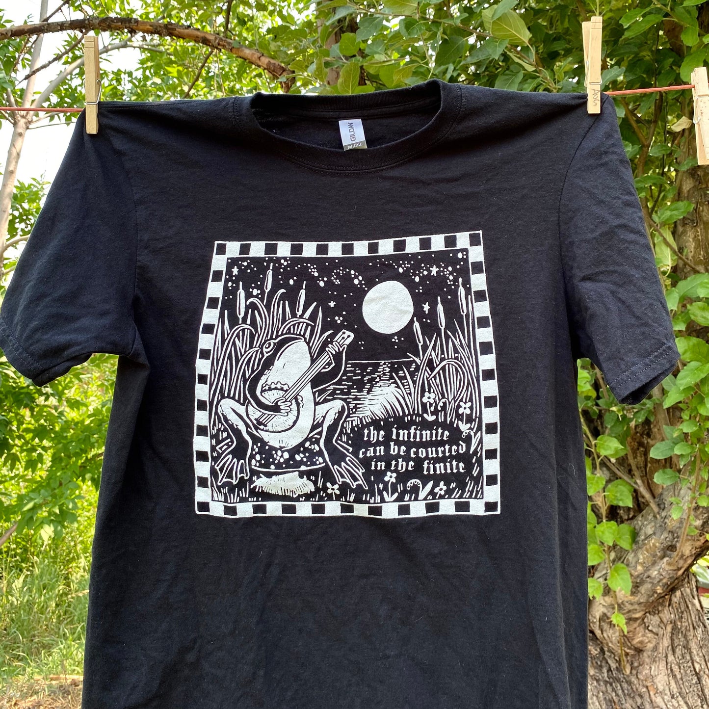 INFINITE / FINITE tshirt - frog aesthetic / banjo mushroom moon / cottagecore / spiritual sayings / unisex short sleeve graphic t shirt