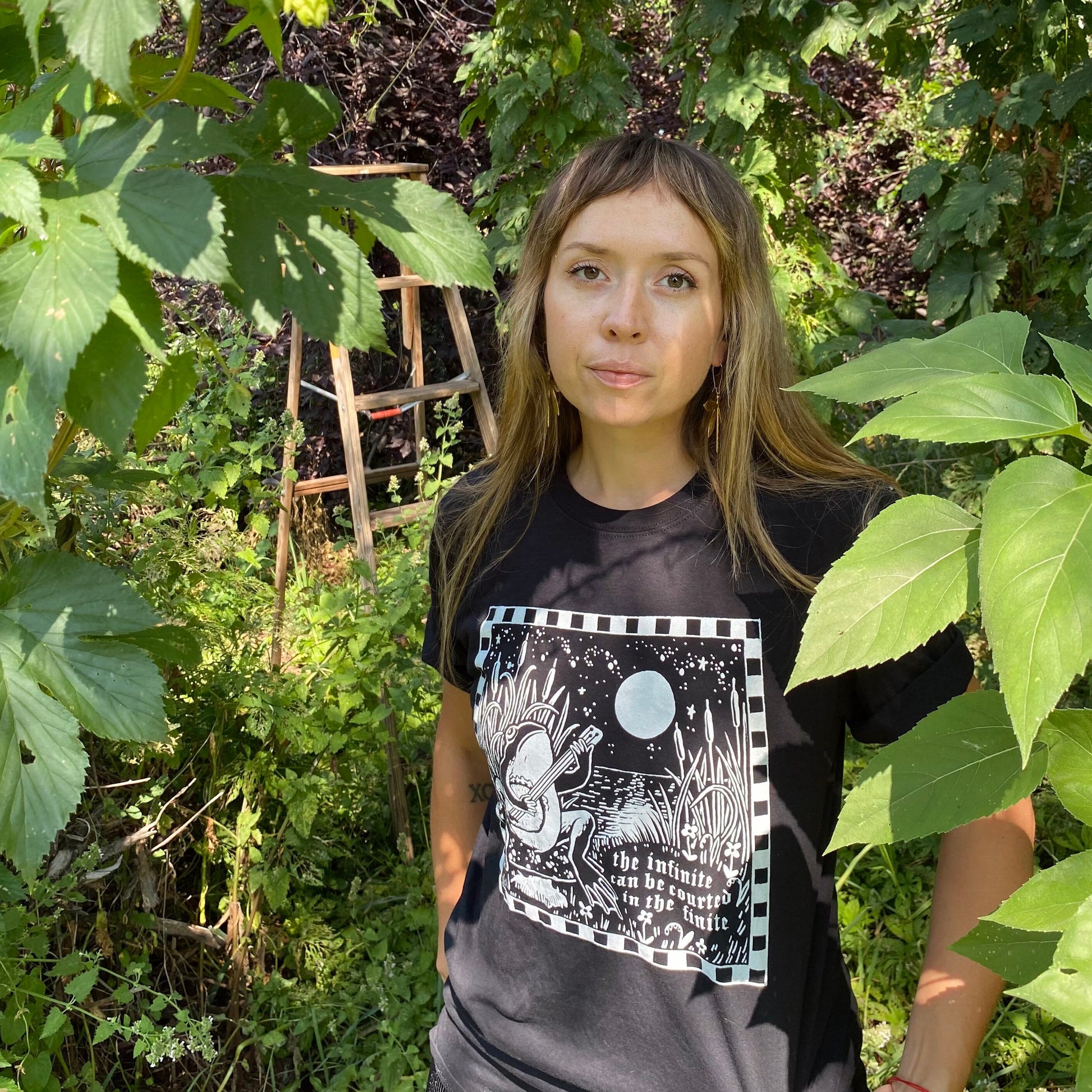 INFINITE / FINITE tshirt - frog aesthetic / banjo mushroom moon / cottagecore / spiritual sayings / unisex short sleeve graphic t shirt