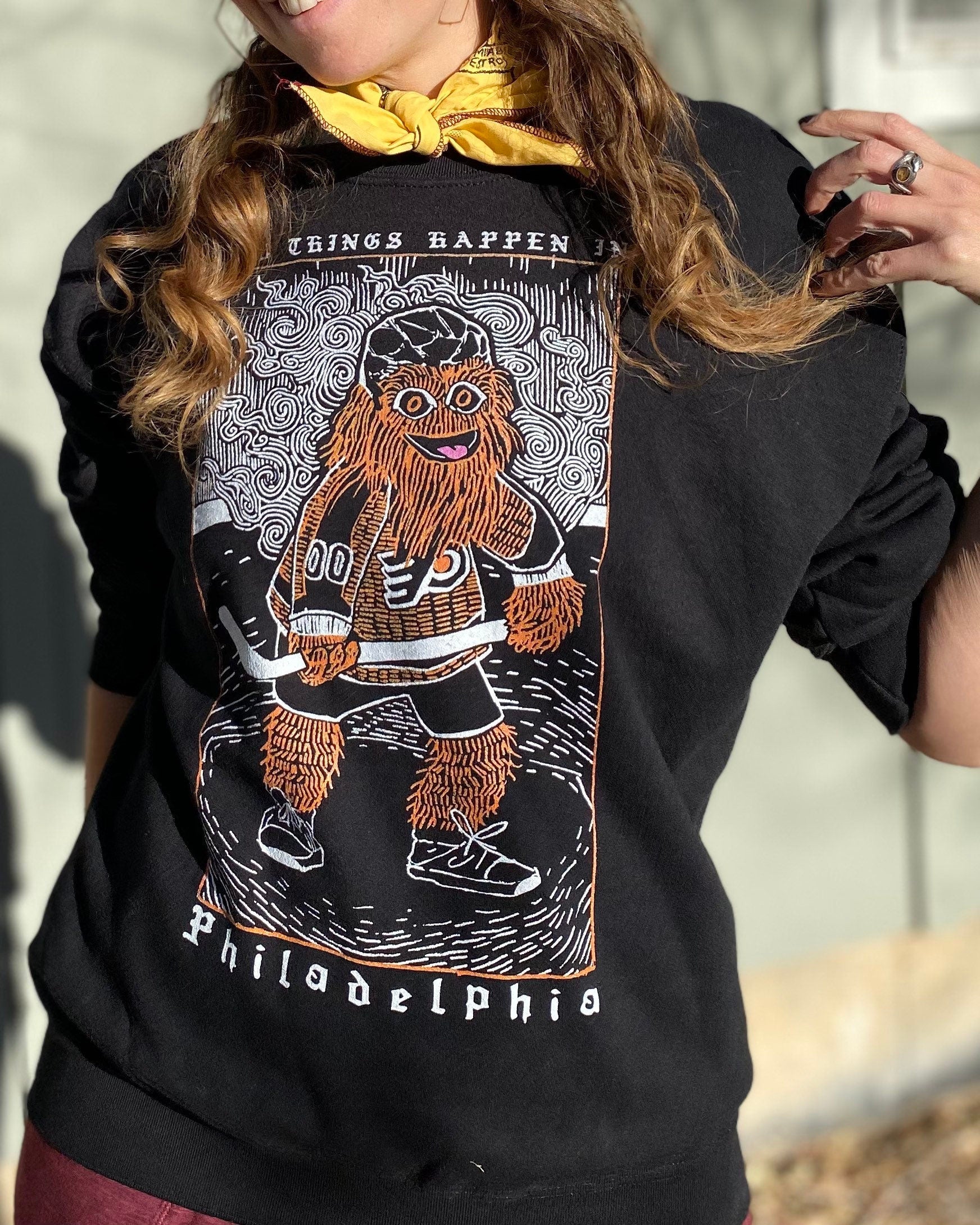 GRITTY SWEATER - Unisex Crewneck Sweatshirt Graphic Flyers Bad Things Happen in Philadelphia Oversized Sweater