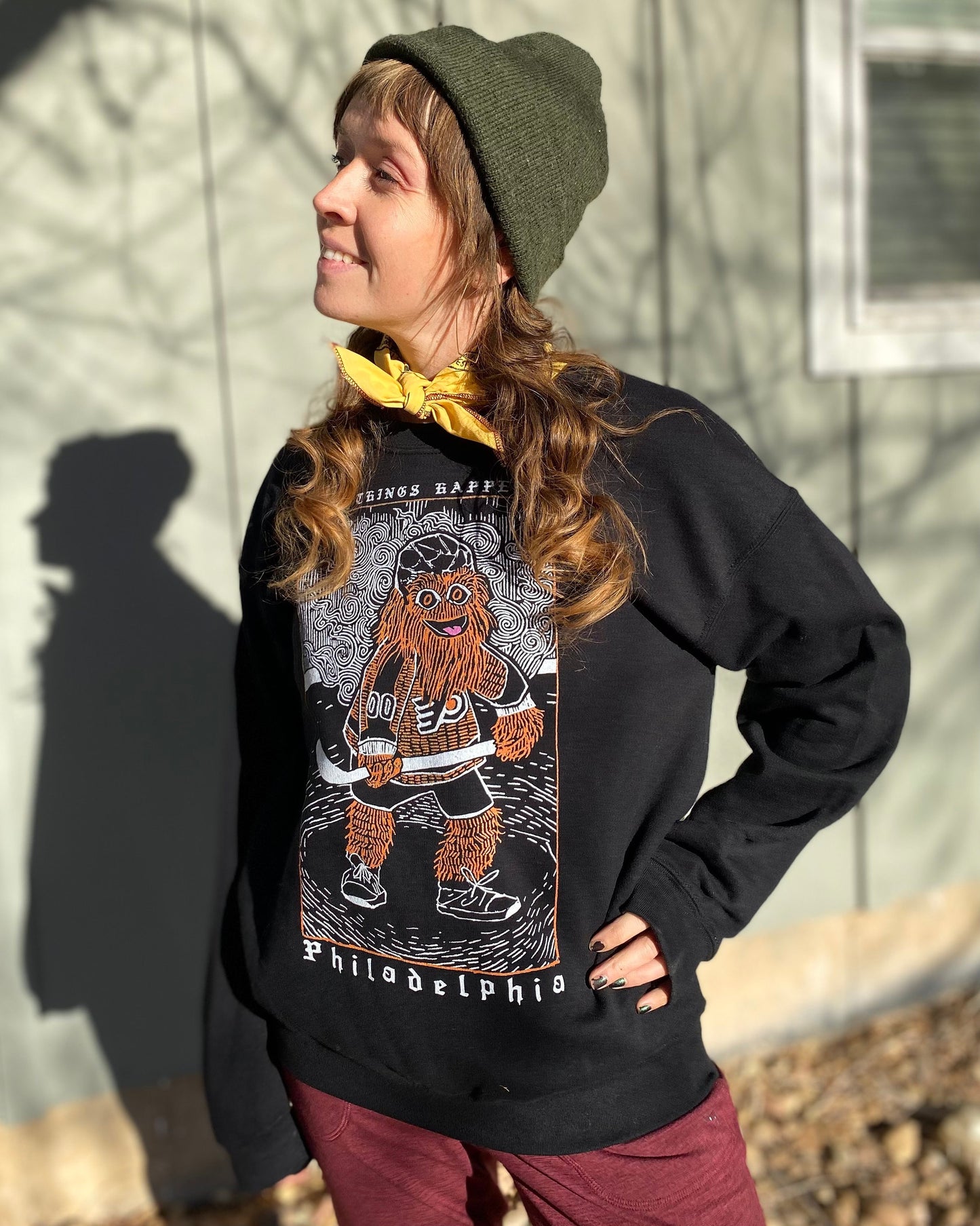 GRITTY SWEATER - Unisex Crewneck Sweatshirt Graphic Flyers Bad Things Happen in Philadelphia Oversized Sweater